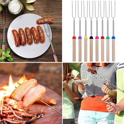 Roasting Sticks-Set of 8 Pcs Safe for Kids 11-31 Inches Telescoping Hot Dog Smores Forks, Camping, Campfire, Bonfire & Outdoor Cookware Kit